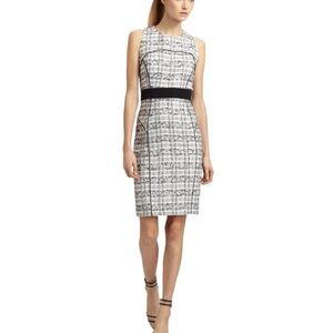 Milly Black and White Halter Sheath Midi Dress